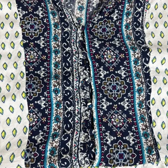 Reborn J Boho Dress Womens 1X Colorful Pattern Button Front Flowy Elephant(1003) - Picture 4 of 15